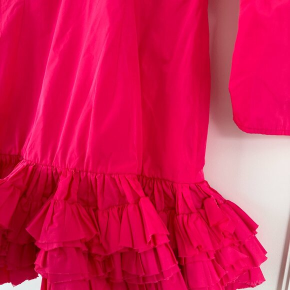 NWT Molly Goddard Caerys Taffeta Mini Dress in Bubblegum Sz 44 Ruffle Drop Hem - Picture 5 of 9